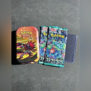Pokémon Mini Tin Zoroark and 2 Pack Japanese Scarlet & Violet Bundle